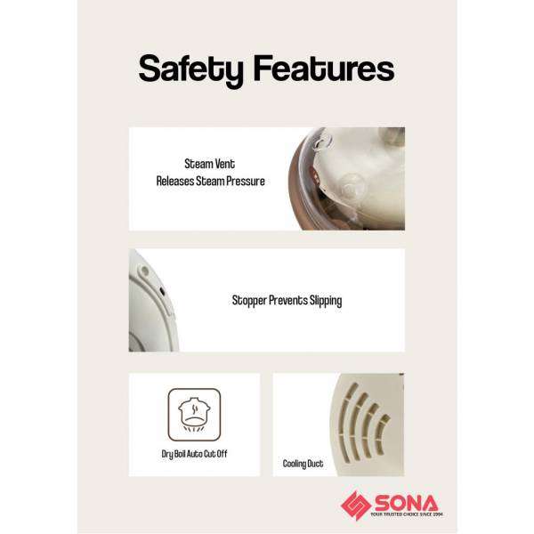 SONA SBD 1009 Electric Steaming And Stewing Pot 2.5L