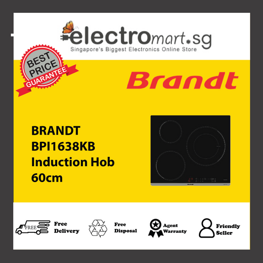 BRANDT BPI1638KB Induction Hob 60cm
