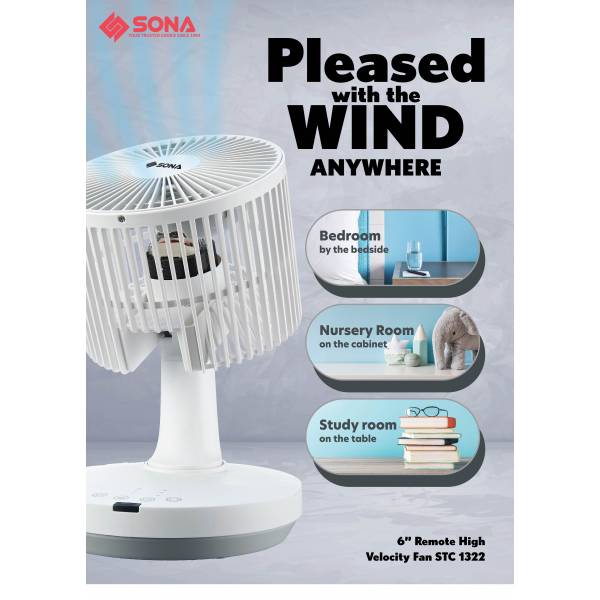 SONA STC 1322 Remote High Velocity Fan 6”