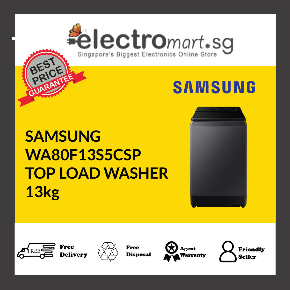 Samsung WA80F13S5CSP Top Load Washer 13kg