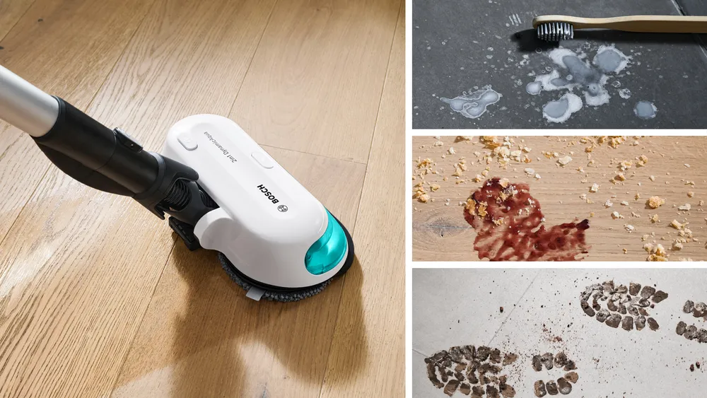 BOSCH BCS 71HYG3 Rechargeable 2 in 1 Vacuum and Mop Unlimited 7 ProHygienic Aqua White