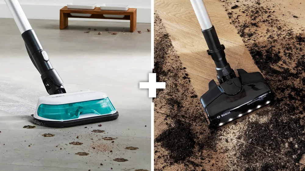 BOSCH BCS 71HYG3 Rechargeable 2 in 1 Vacuum and Mop Unlimited 7 ProHygienic Aqua White