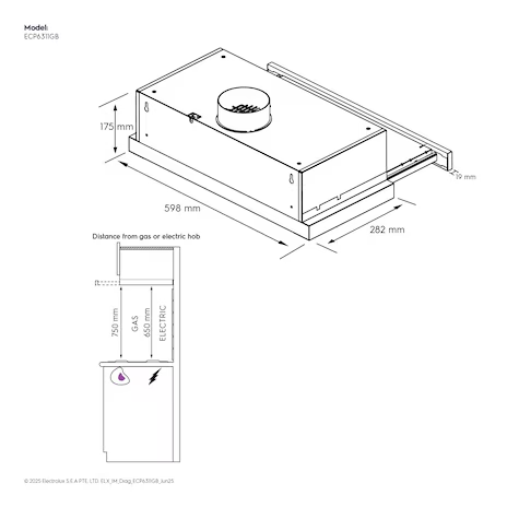 ELECTROLUX ECP6311GB Series pull-out extractor hood 60cm