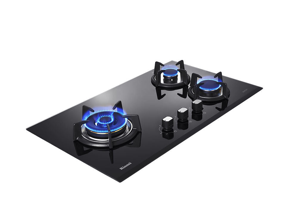 RINNAI RB-73TG 3 Burner Built-In Schott Glass (Black) Top Plate