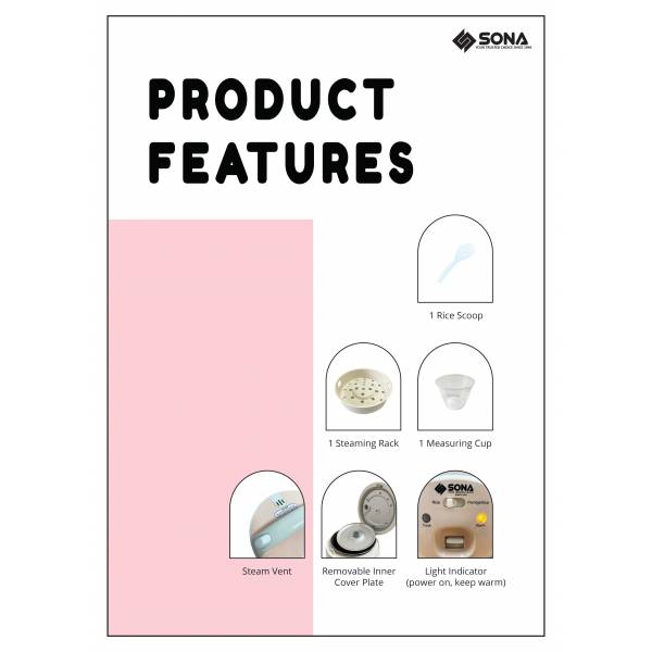 SONA SRC 2613 Rice & Porridge Cooker 0.63L