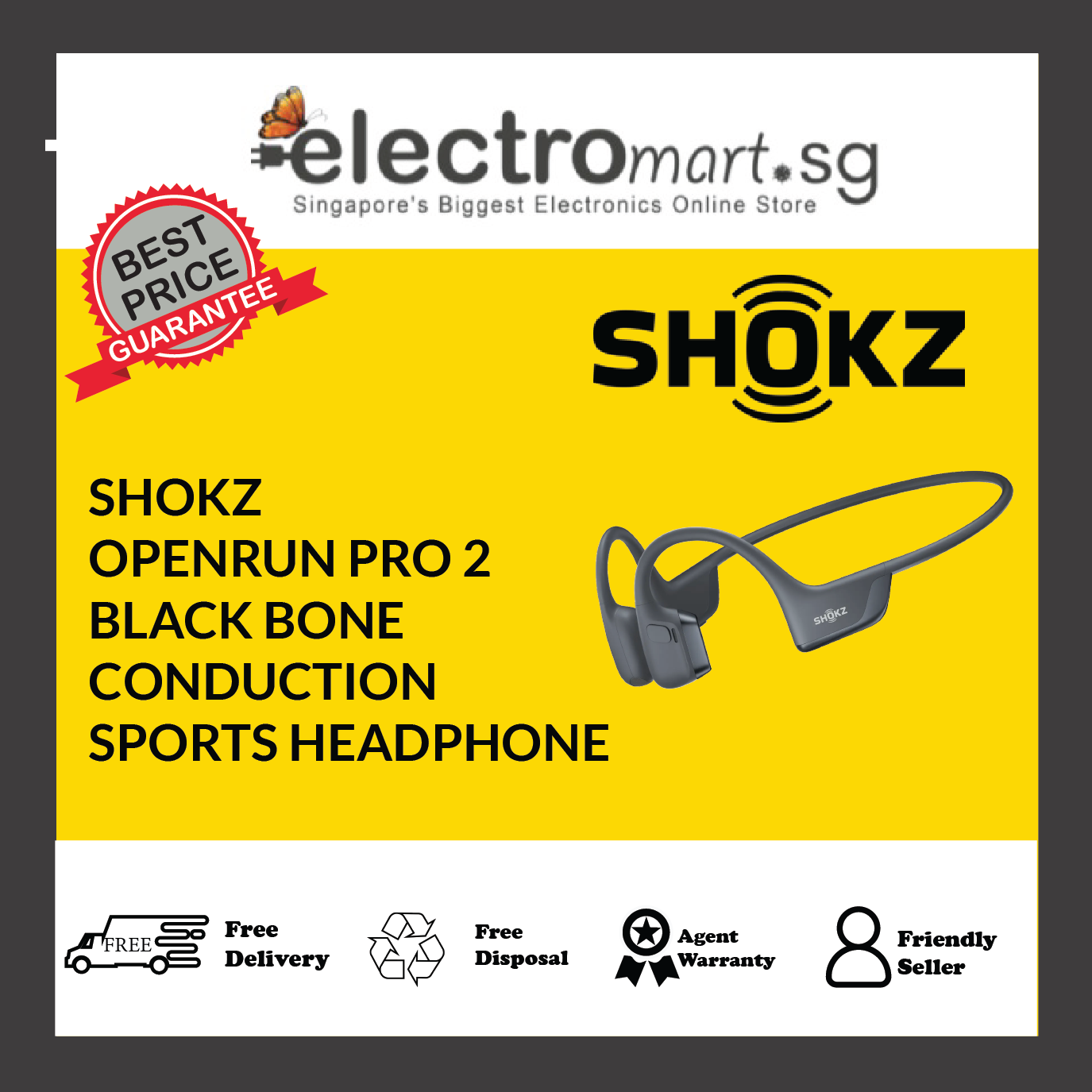SHOKZ OPENRUN PRO 2 BLACK BONE CONDUCTION SPORTS HEADPHONE