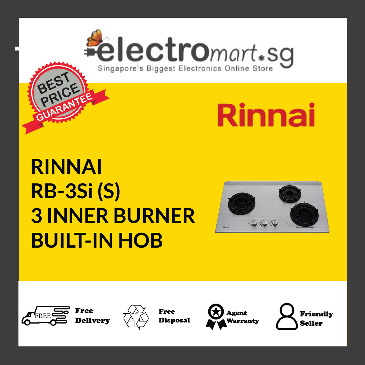 RINNAI RB-3Si (S) 3 INNER BURNER BUILT-IN HOB