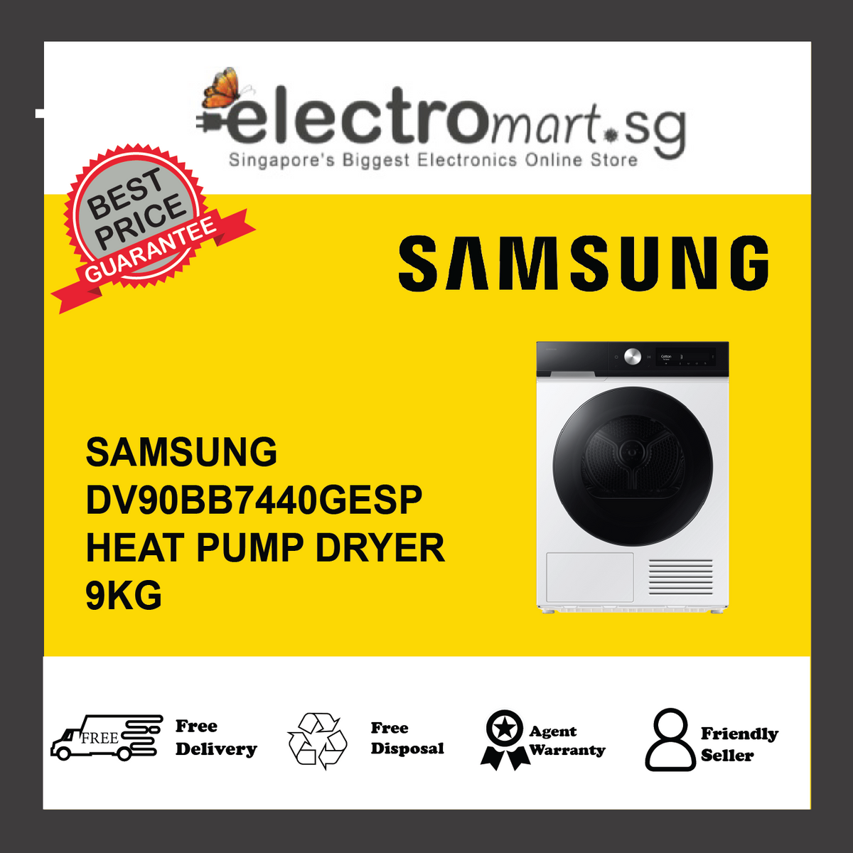 SAMSUNG DV90BB7440GESP Bespoke AI Laundry Front-load Dryer AI Dry, 9KGS