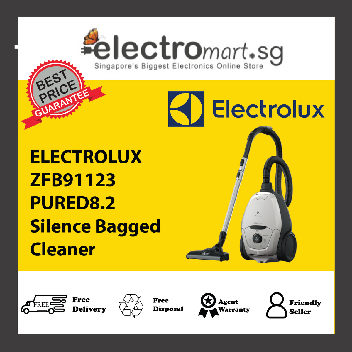 ELECTROLUX ZFB91123 PURED8.2 Silence Bagged Cleaner