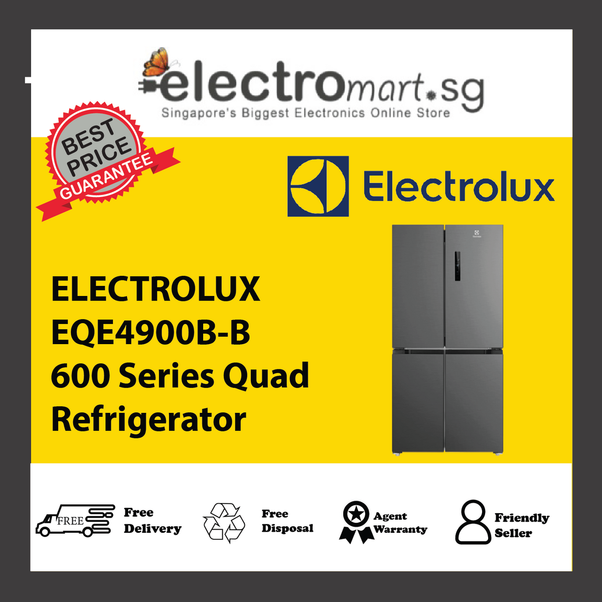 ELECTROLUX EQE4900B-B 600 Series Quad Refrigerator 497L