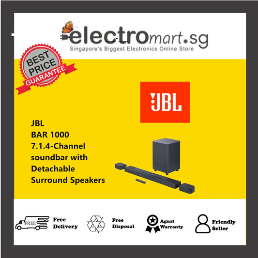 JBL BAR 1000 7.1.4-Channel soundbar with Detachable Surround Speakers,