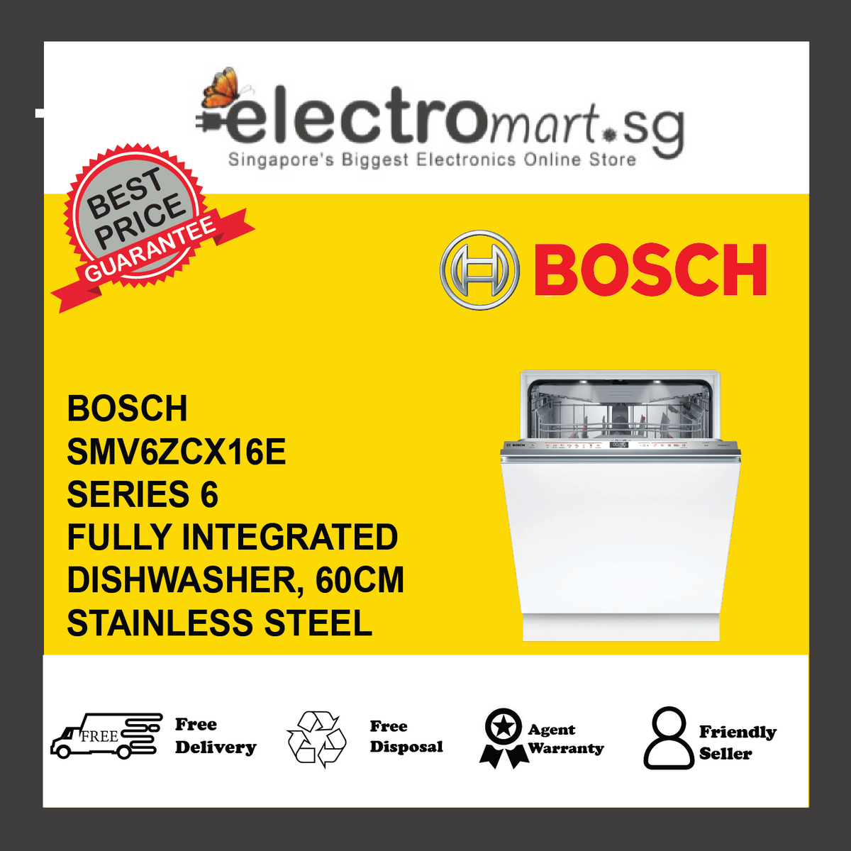 BOSCH SMV6ZCX16E Series 6 fully-integrated dishwasher 60cm