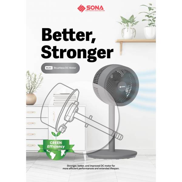 SONA SFS 9006DC 3 -In-1 DC High Velocity Fan 9"
