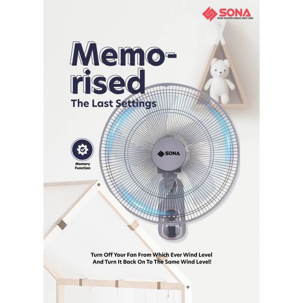 SONA SFW 9518DC Remote DC Wall Fan 16”