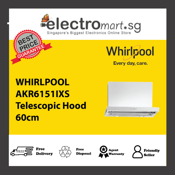 WHIRLPOOL AKR6151IXS Telescopic Hood 60cm