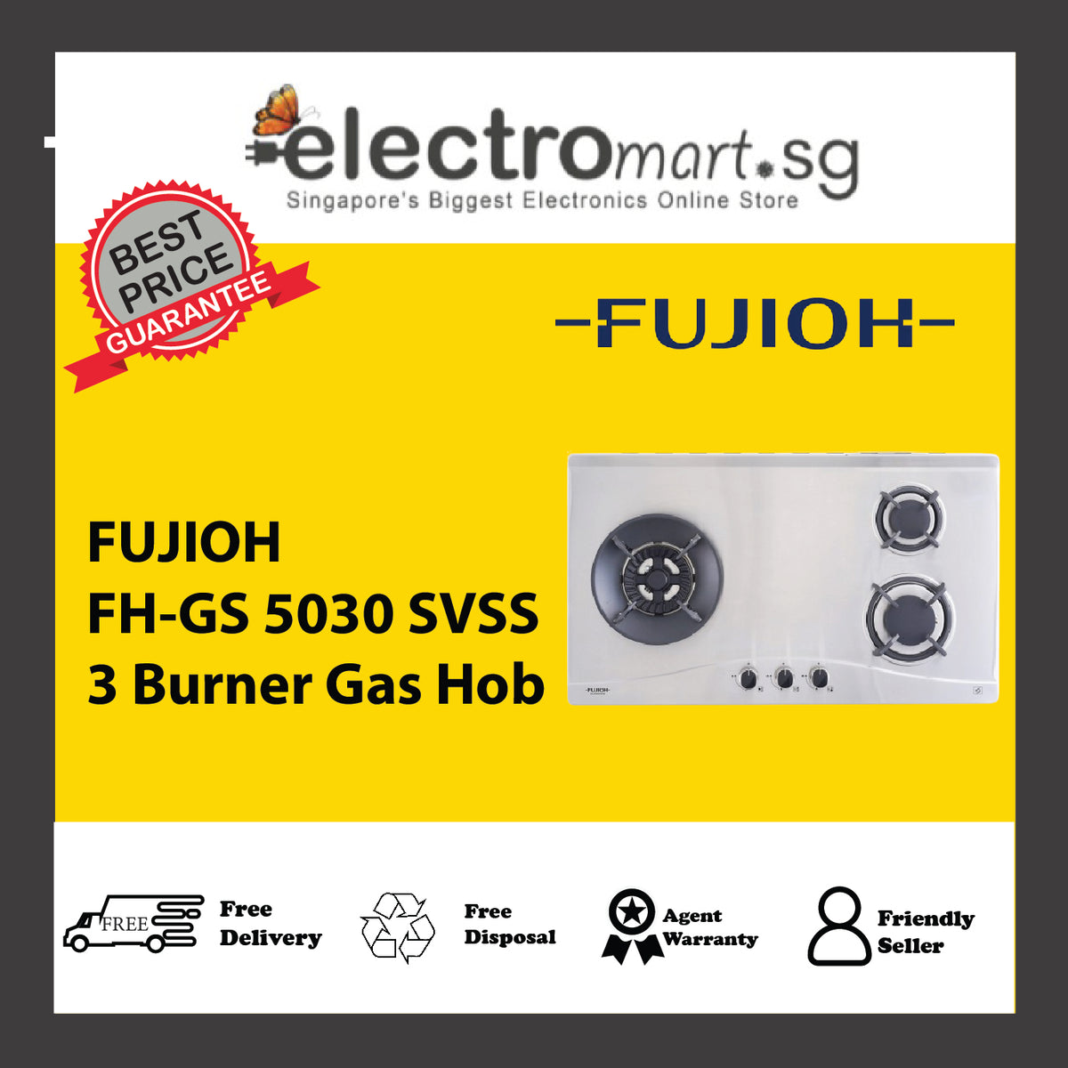 FUJIOH FH-GS 5030 SVSS 3 Burner Gas Hob