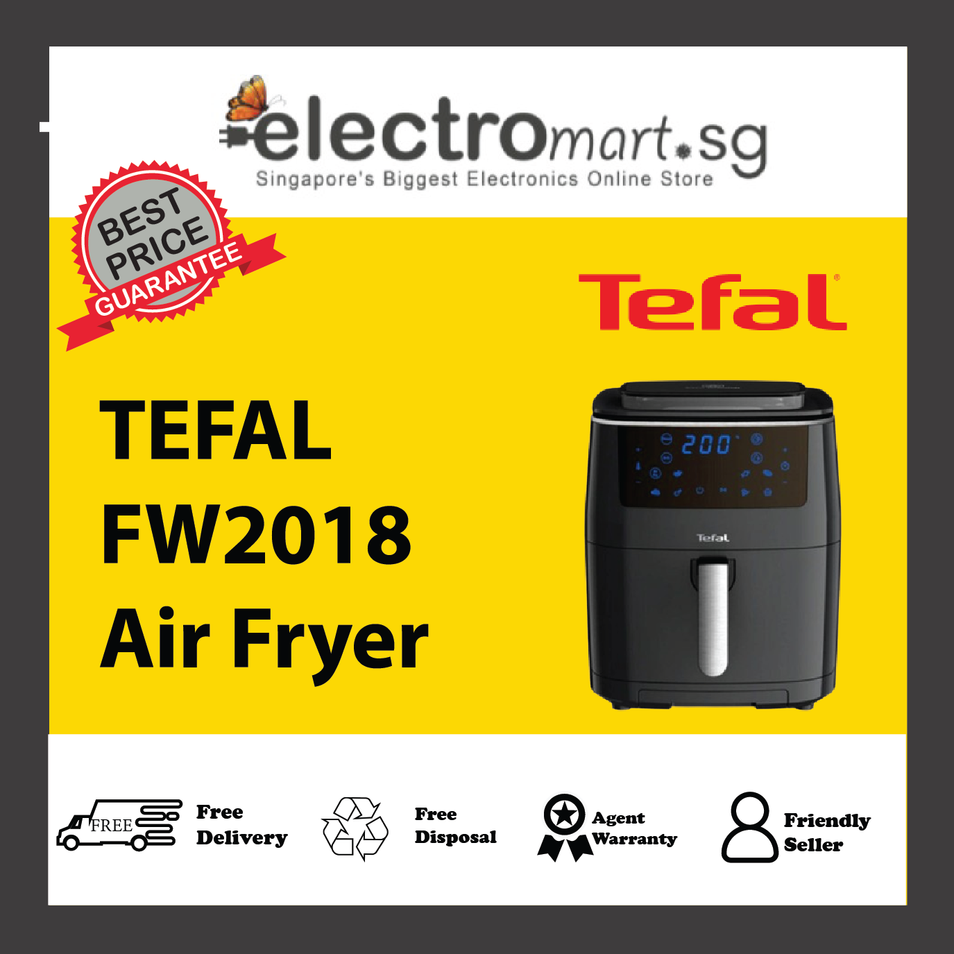TEFAL FW2018 Easy Fry Grill & Steam (3-in-1 Air Fryer, Grill & Steamer)