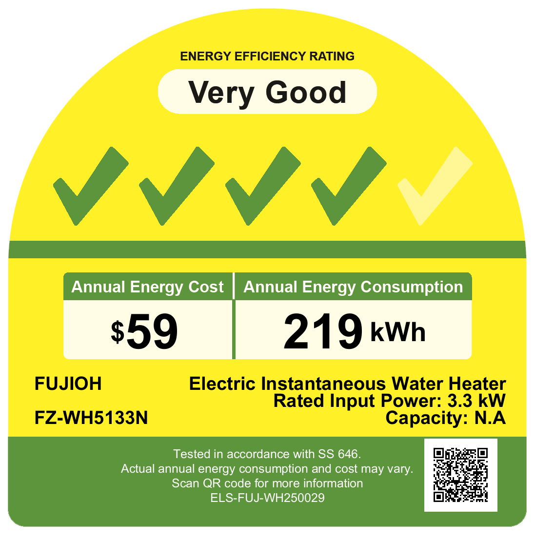 FUJIOH FZ-WH5133N Instant Water Heater with Hand Shower