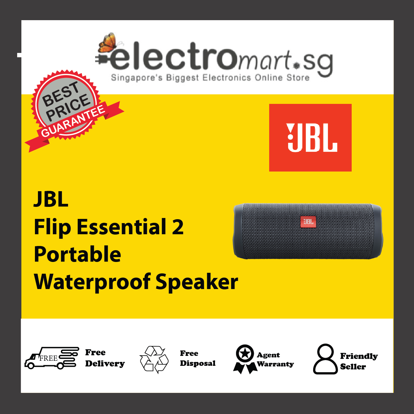 JBL Flip Essential 2 Portable Waterproof Speaker – Electromart.sg