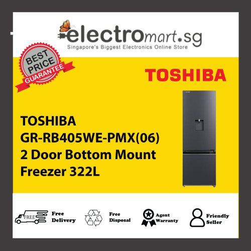 TOSHIBA GR-RB405WE-PMX(06) 2 Door Bottom Mount Freezer 322L