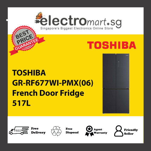 TOSHIBA GR-RF677WI-PMX(06) French Door Fridge 517L – Electromart TOSHIBA GR-RF677WI-PMX(06) French Door Fridge 517L – Electromart
