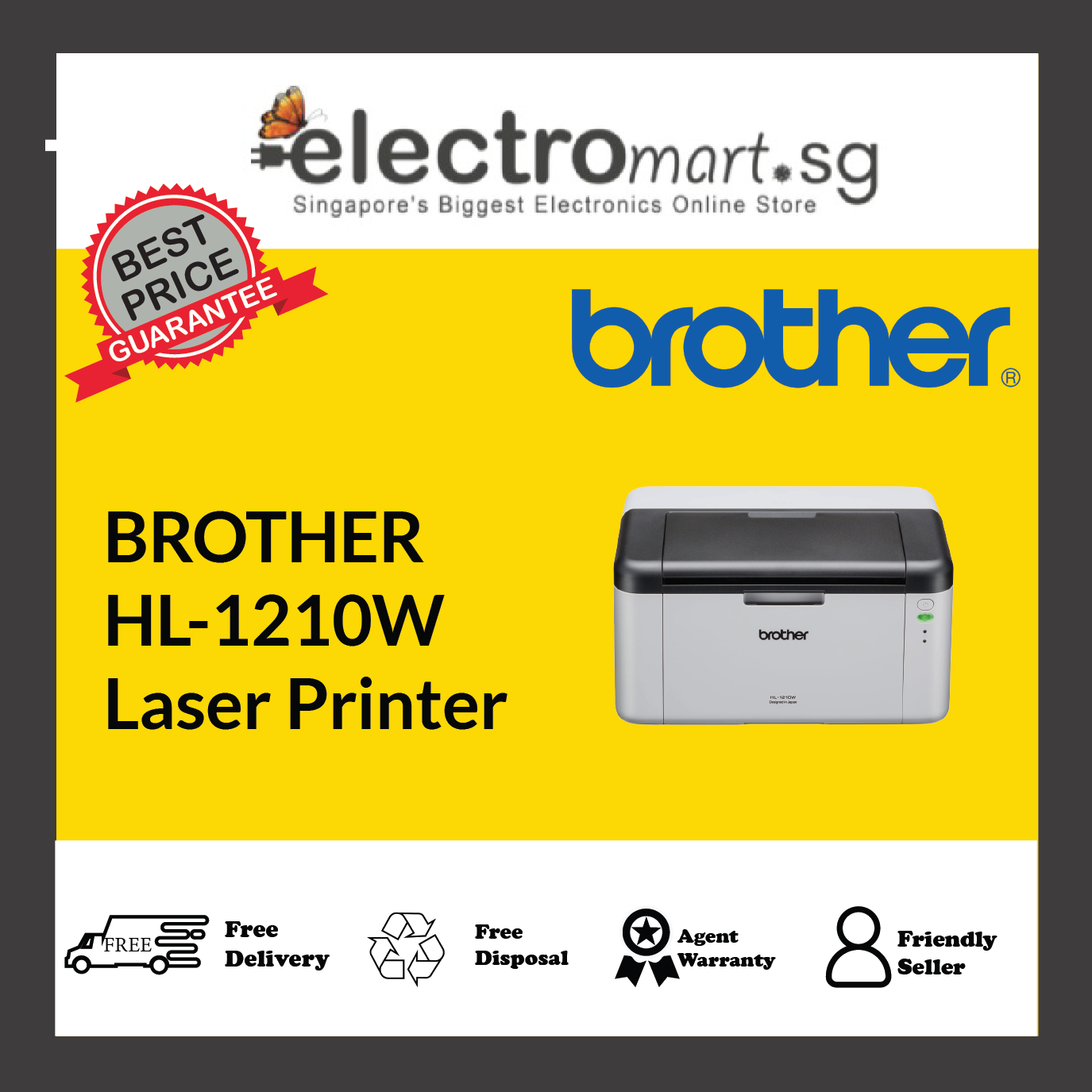 BROTHER HL 1210W Wireless Monochrome Laser Printer Electromart sg Pte Ltd brother-hl-1210w-wireless-monochrome-laser-printer-electromart-sg-pte-ltd