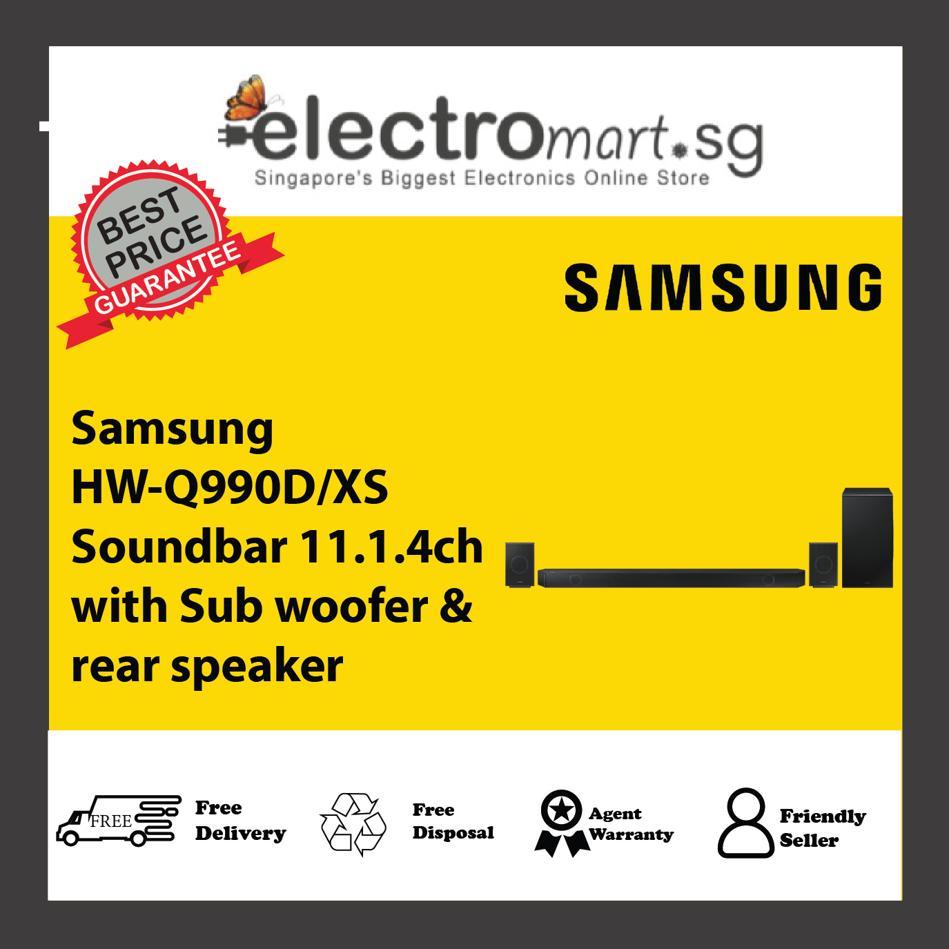 Samsung HW-Q990D/XS Soundbar 11.1.4ch with Sub woofer & rear speaker