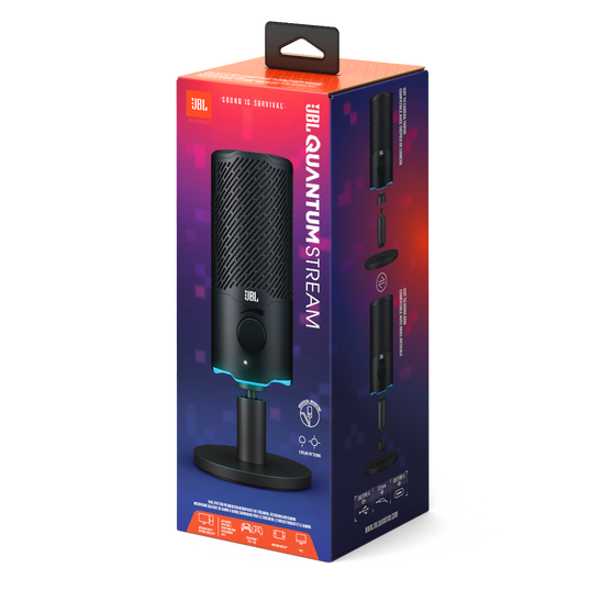 JBL Quantum Stream Dual pattern premium USB microphone for streaming, recording and gaming
