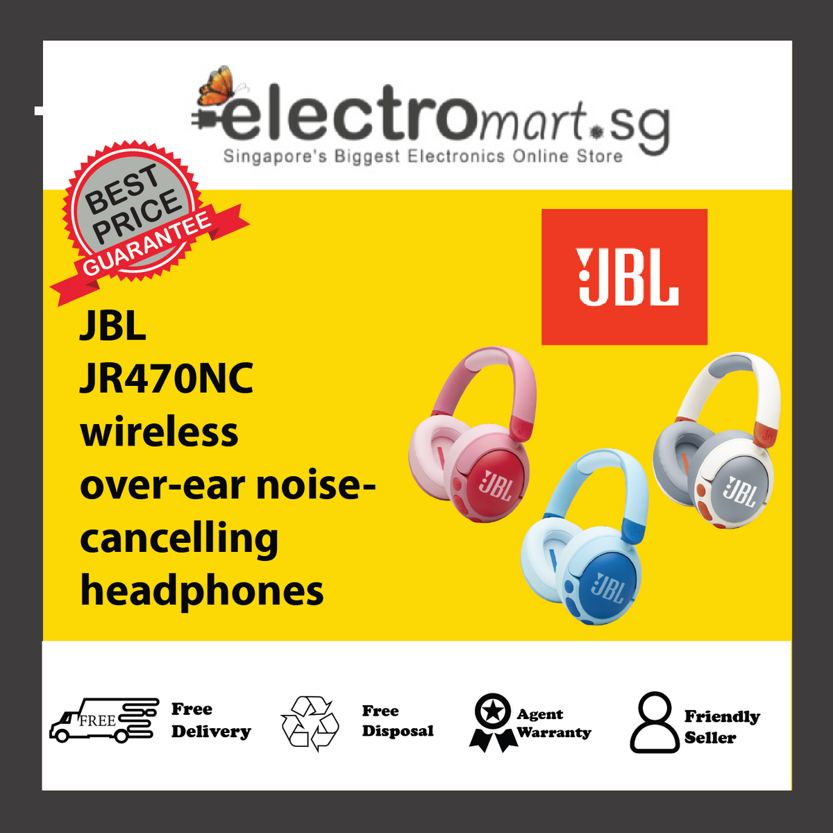 JBL JR470NC wireless over-ear noise- cancelling headphones