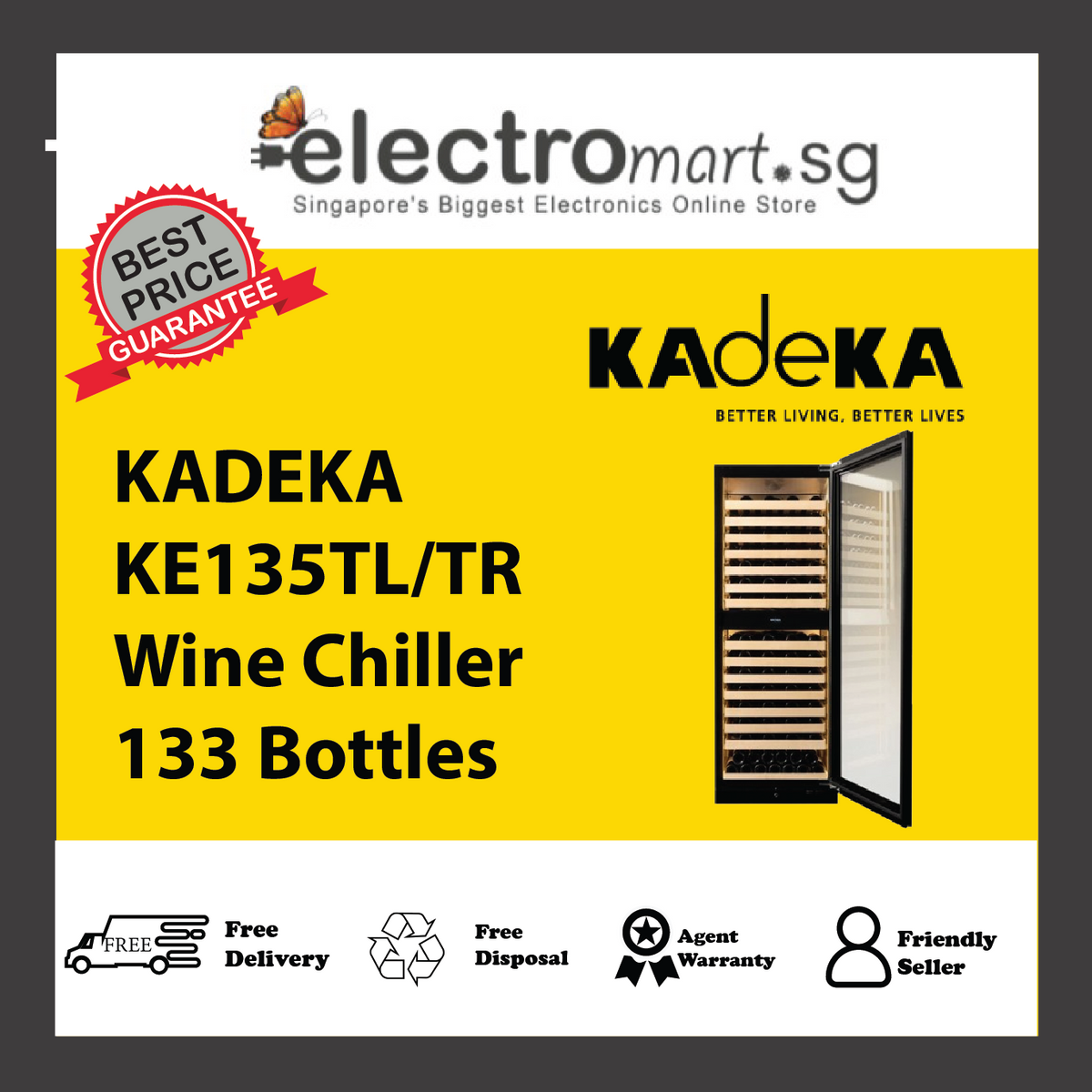 KADEKA KE135TL/TR Wine Chiller 133 Bottles