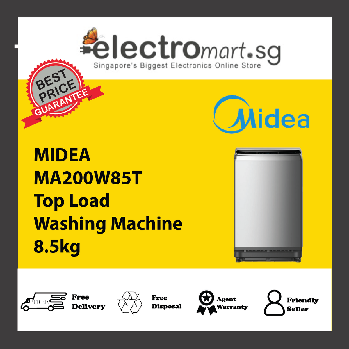 MIDEA MA200W85T Top Load Washing Machine 8.5kg
