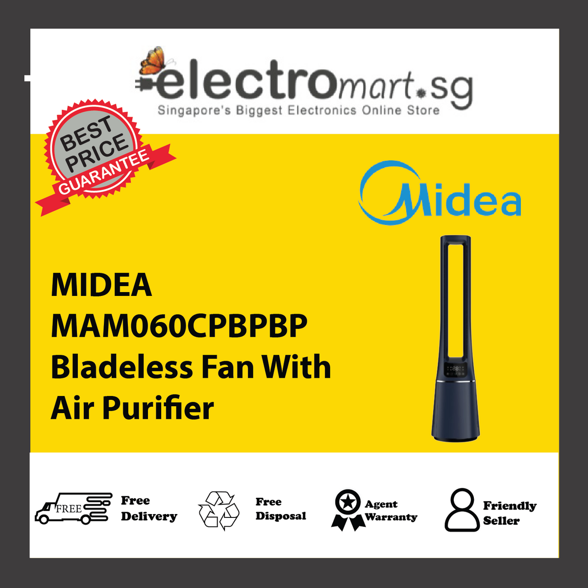 MIDEA MAM060CPBPBP Bladeless Fan With Air Purifier