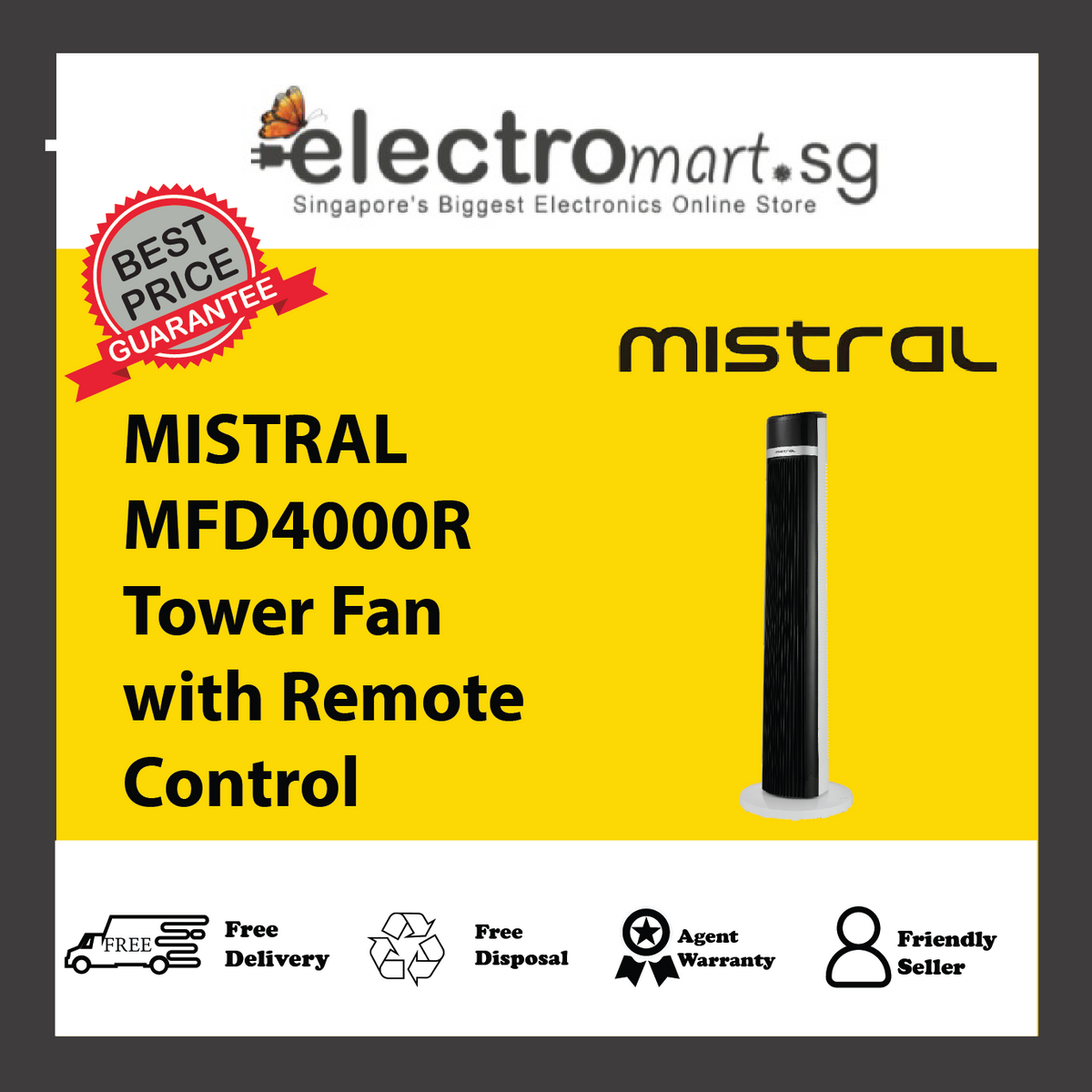 MISTRAL MFD4000R Tower Fan with Remote Control