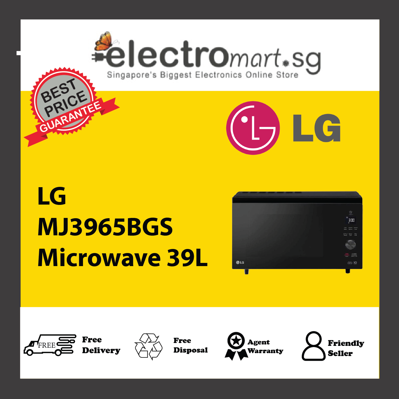 LG MJ3965BGS NeoChef™ Microwave Oven with Convection 39L