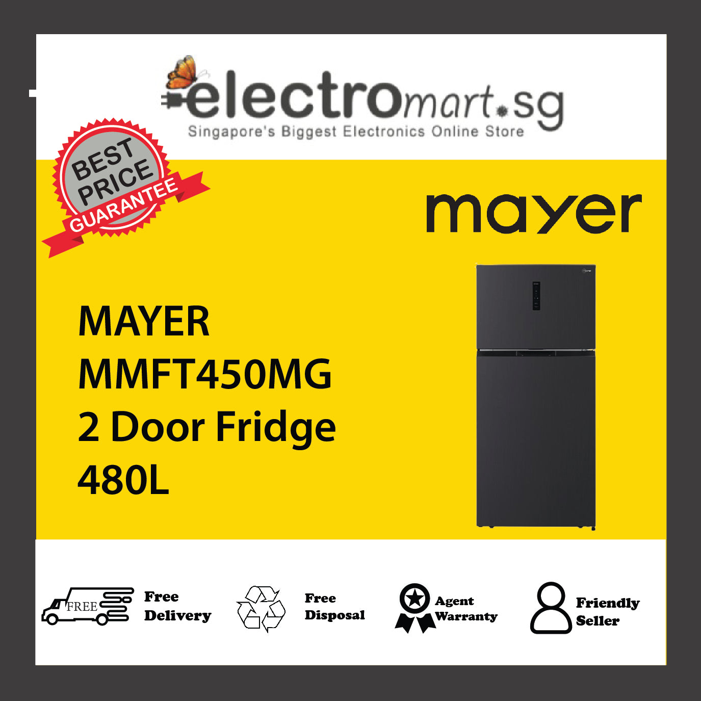 MAYER MMFT450MG 2 Door Fridge 480L