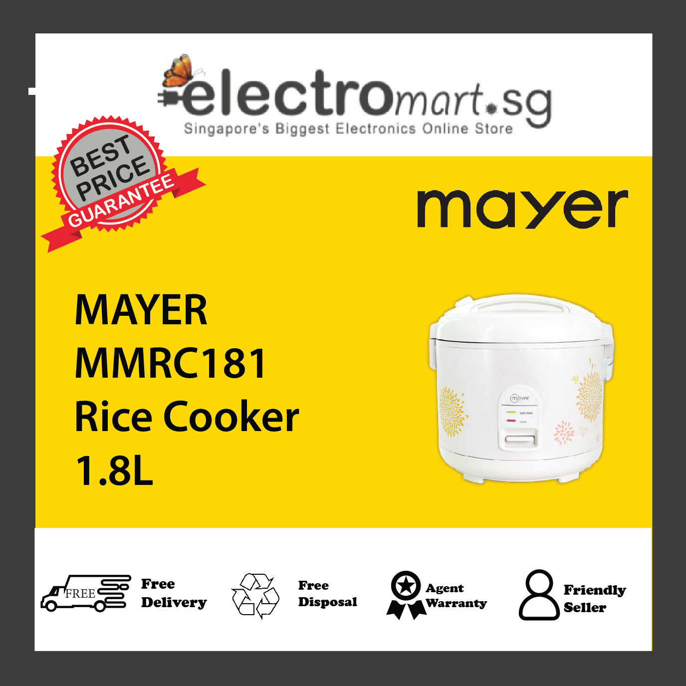 MAYER MMRC181 Rice Cooker 1.8L