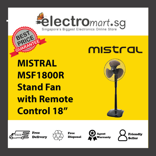 MISTRAL MSF1800R Stand Fan with Remote Control 18”