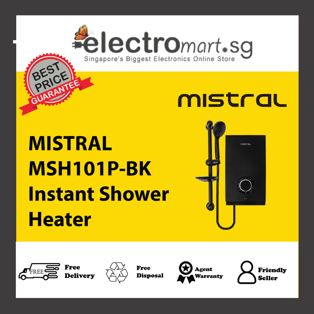 MISTRAL MSH101P-BK Instant Shower Heater