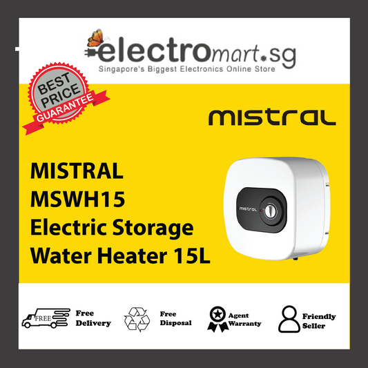 MISTRAL MSWH15 Electric Storage Water Heater, 15L