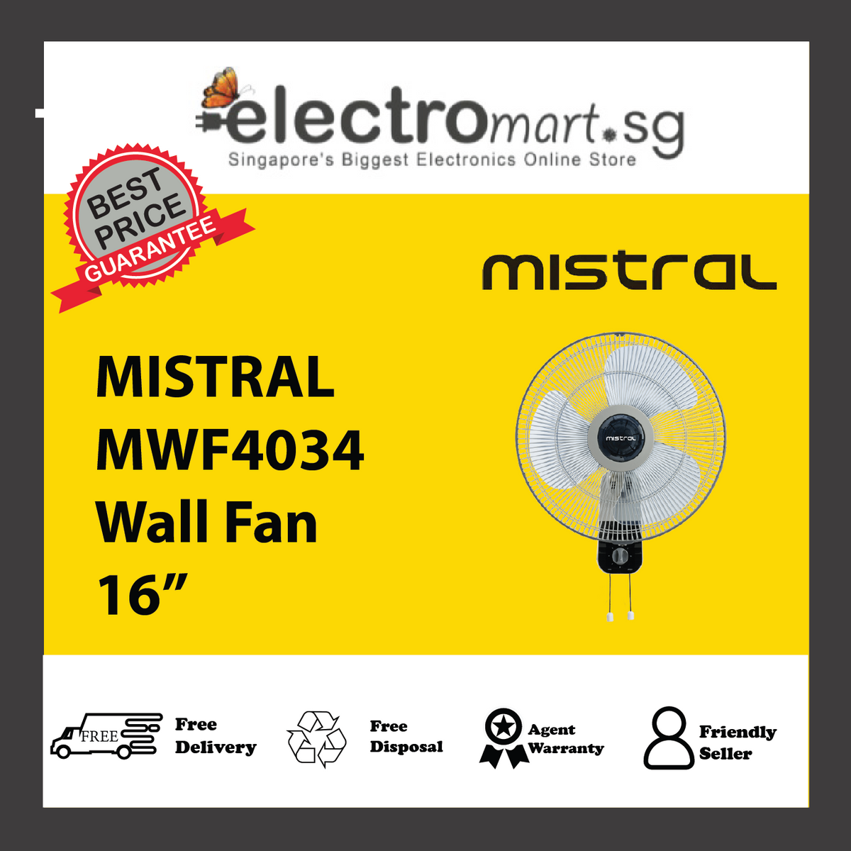 MISTRAL MWF4034 Wall Fan 16”