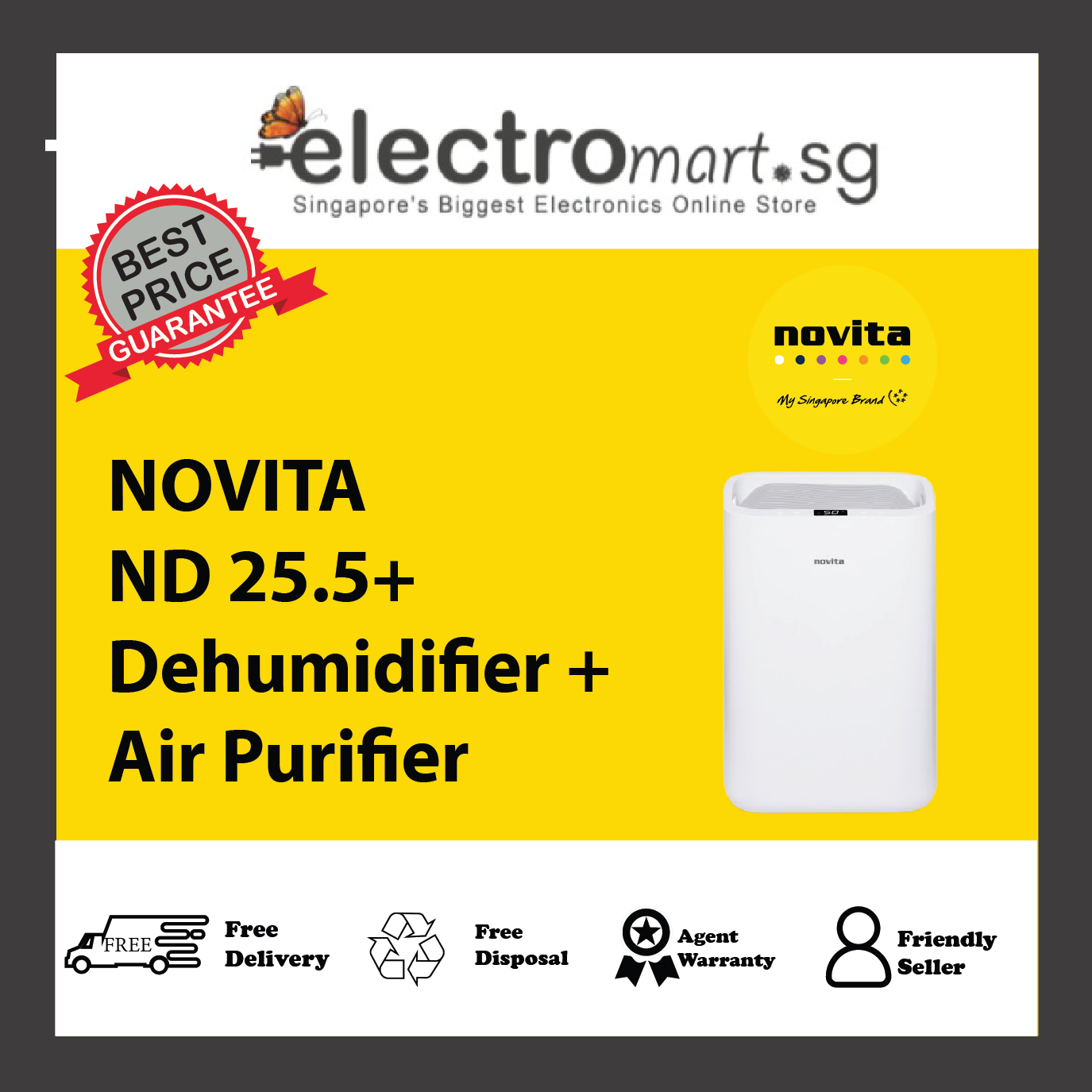 NOVITA ND 25.5+ Dehumidifier + Air Purifier