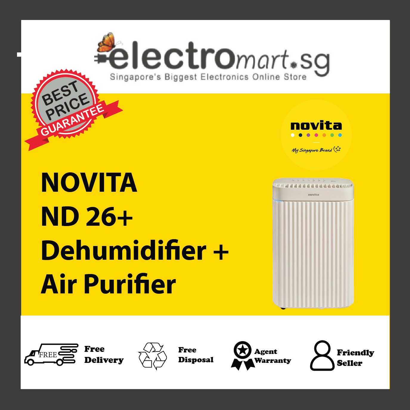 NOVITA ND 26+ Dehumidifier + Air Purifier