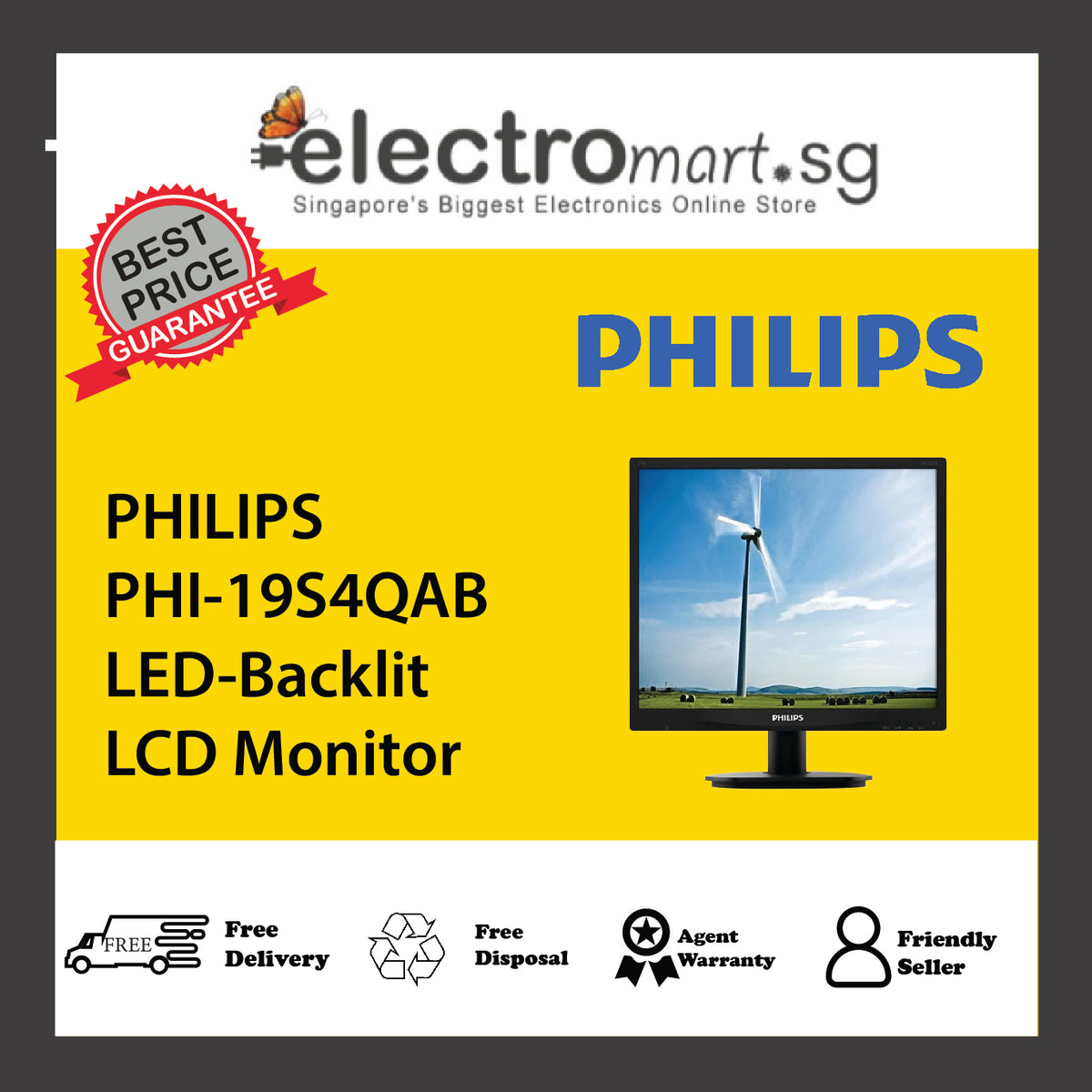 PHILIPS PHI-19S4QAB LED-Backlit LCD Monitor