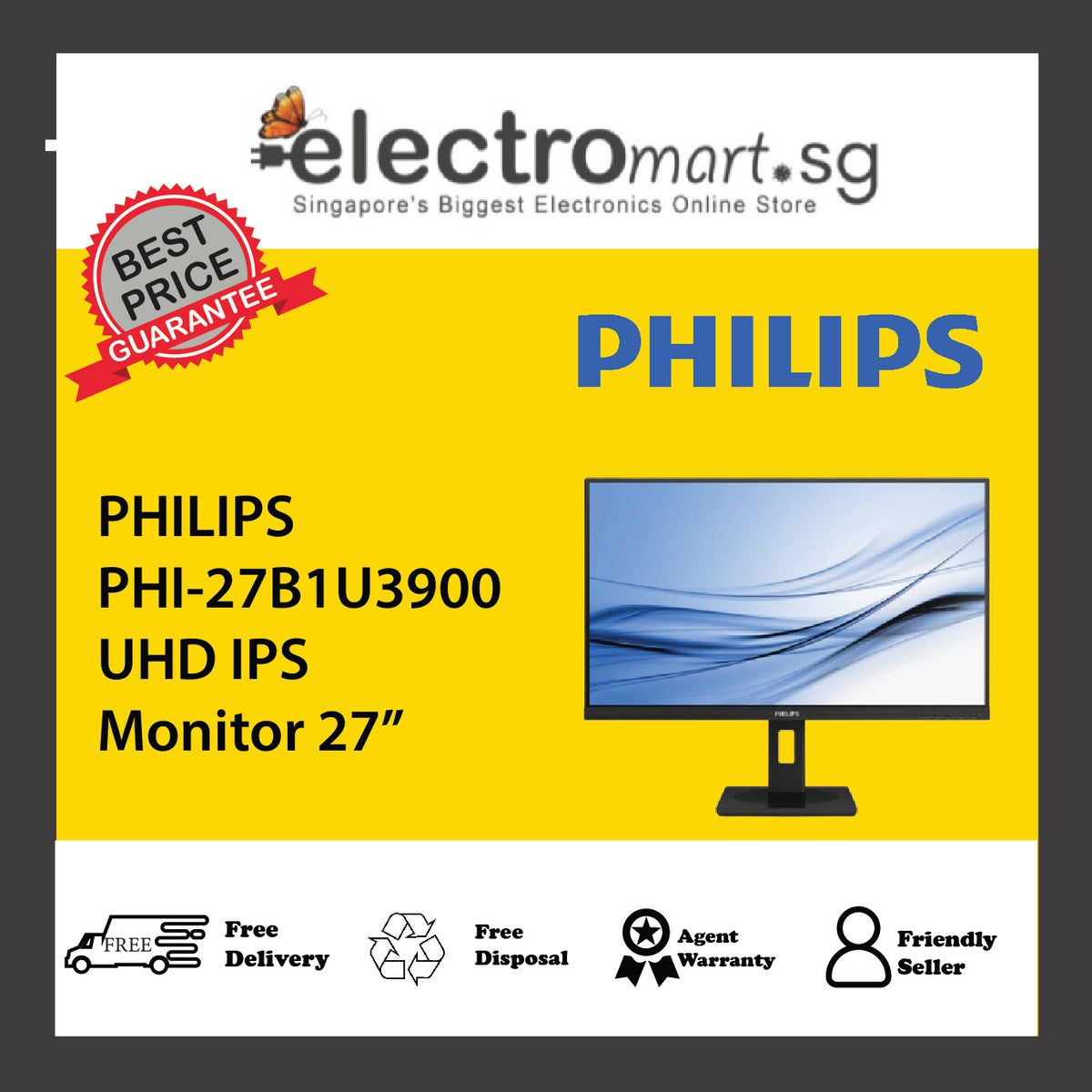 PHILIPS PHI-27B1U3900 UHD IPS Monitor 27”
