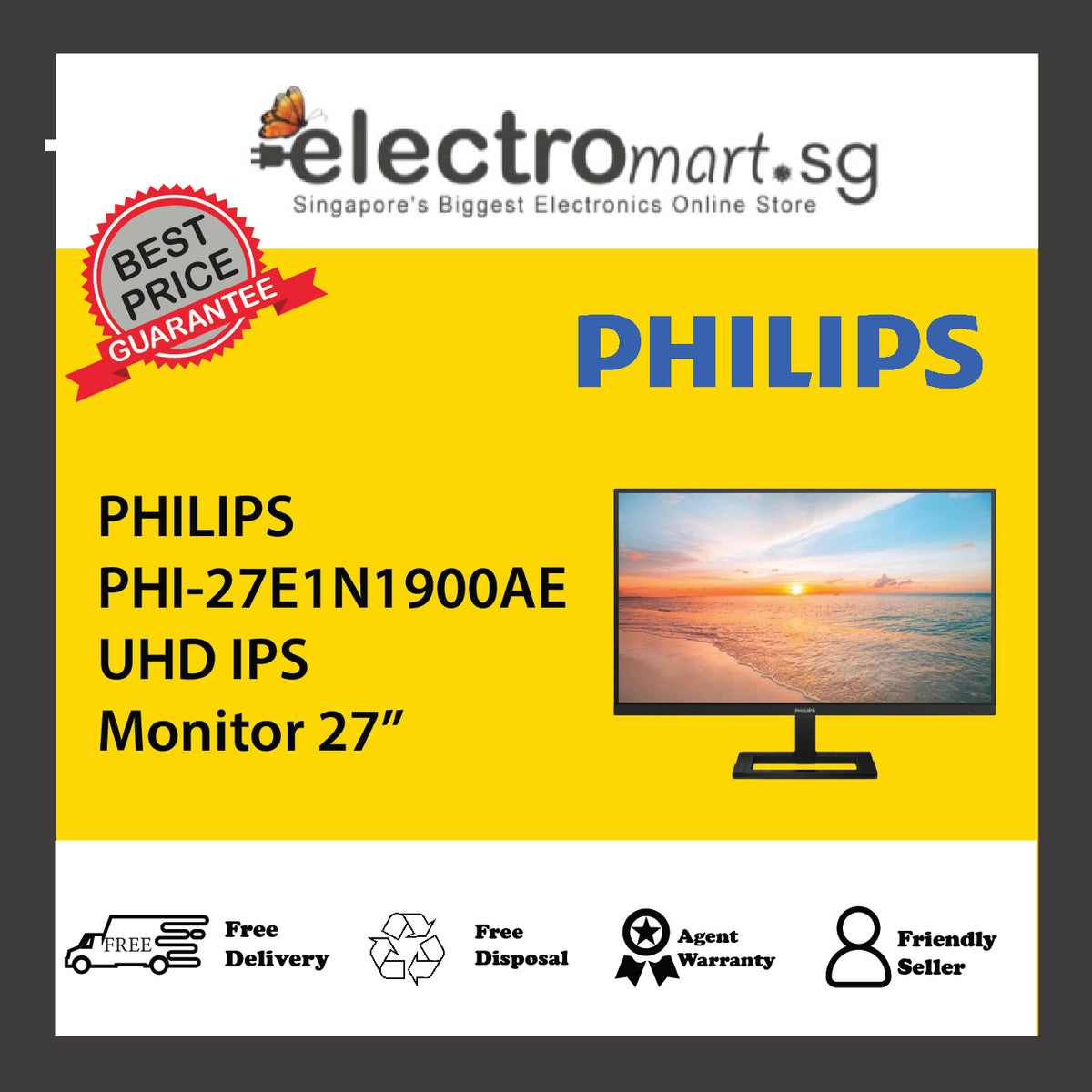 PHILIPS PHI-27E1N1900AE UHD IPS Monitor 27”
