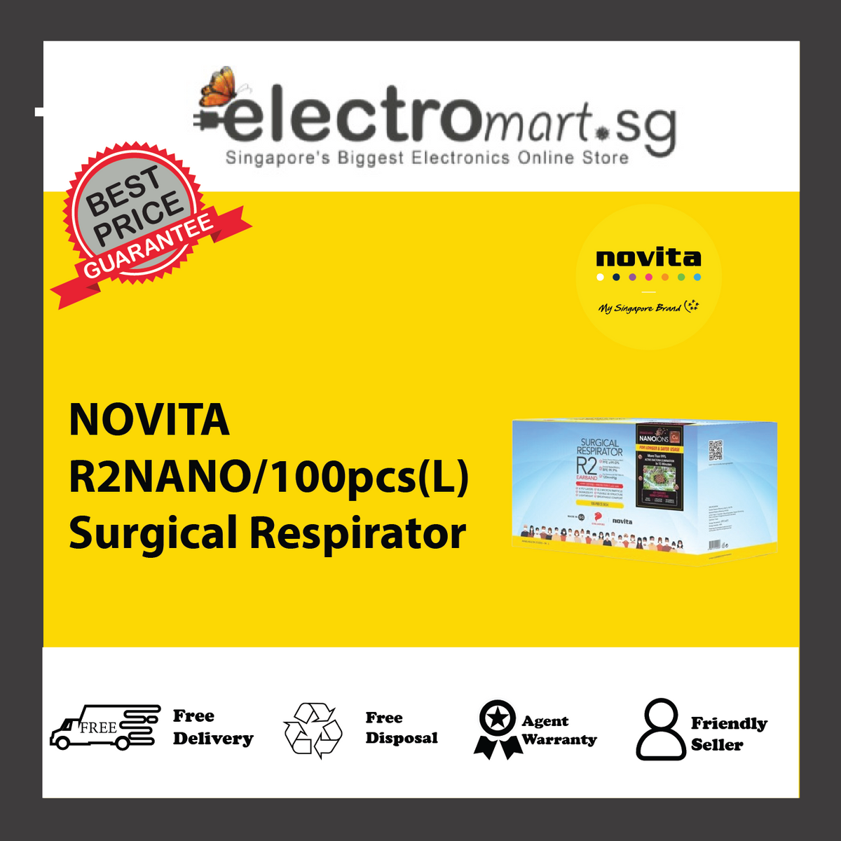 NOVITA R2NANO/100pcs(L) Surgical Respirator