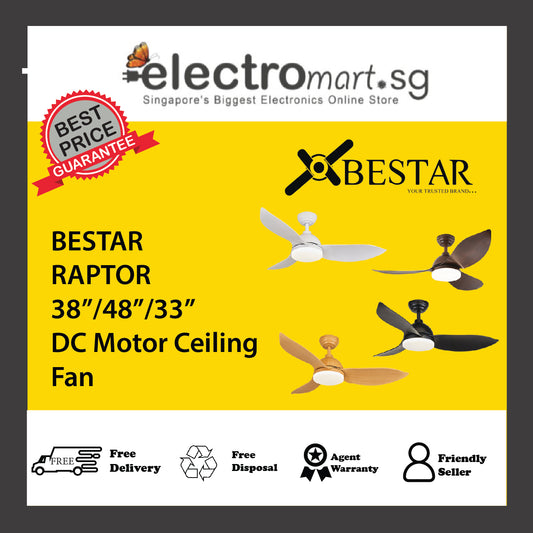BESTAR RAPTOR 38”/48”/33”  DC Motor Ceiling  Fan