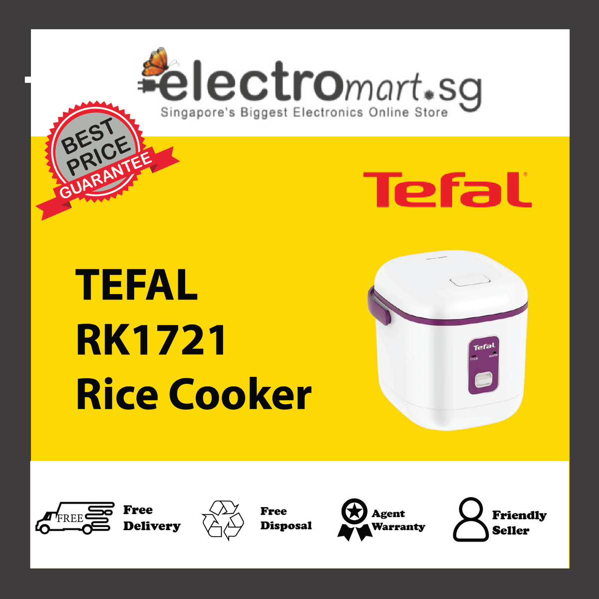 TEFAL RK1721 Mini Mechanical Rice Cooker (0.4L)