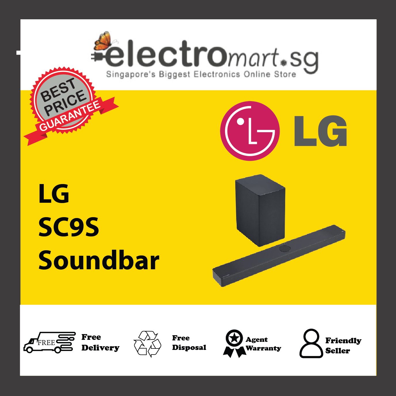 LG SC9S Soundbar Perfect Matching for OLED evo C Series TV with WOW Symphony