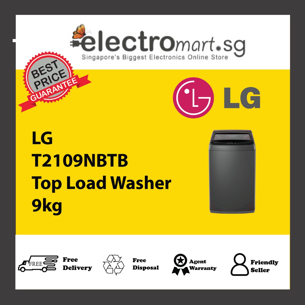LG T2109NBTB Top Load Washer 9kg